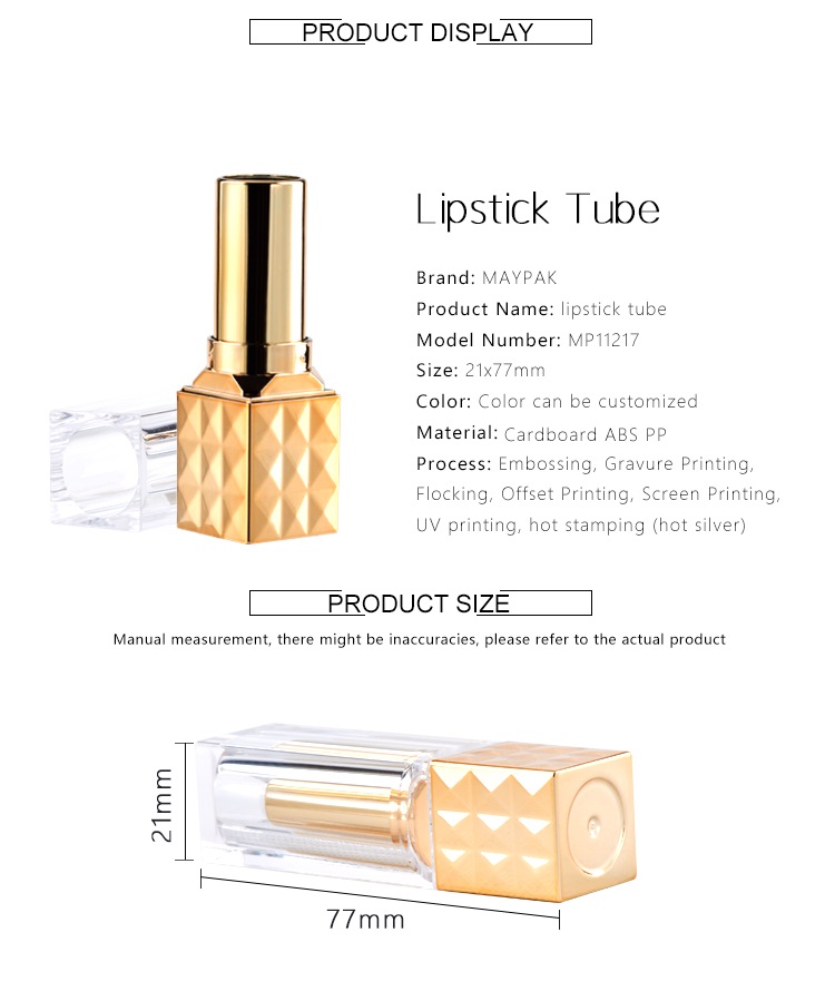 diamond gold plastic lipstick tubes