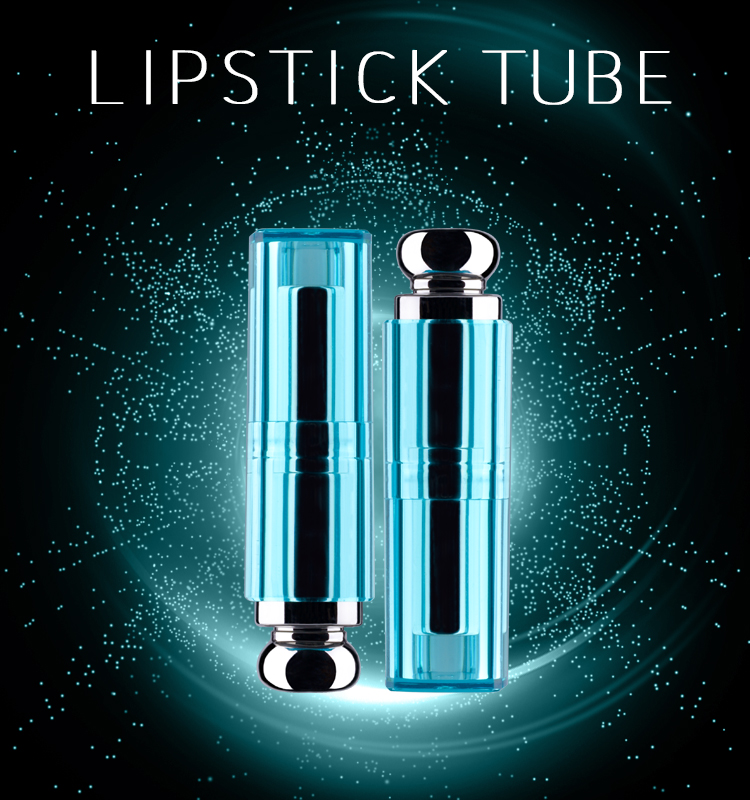 Empty packaging blue lipstick tube